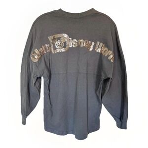 Disney Parks Spirit Jersey Womens XS Gray Sequin Walt Disney World Long Sleeve